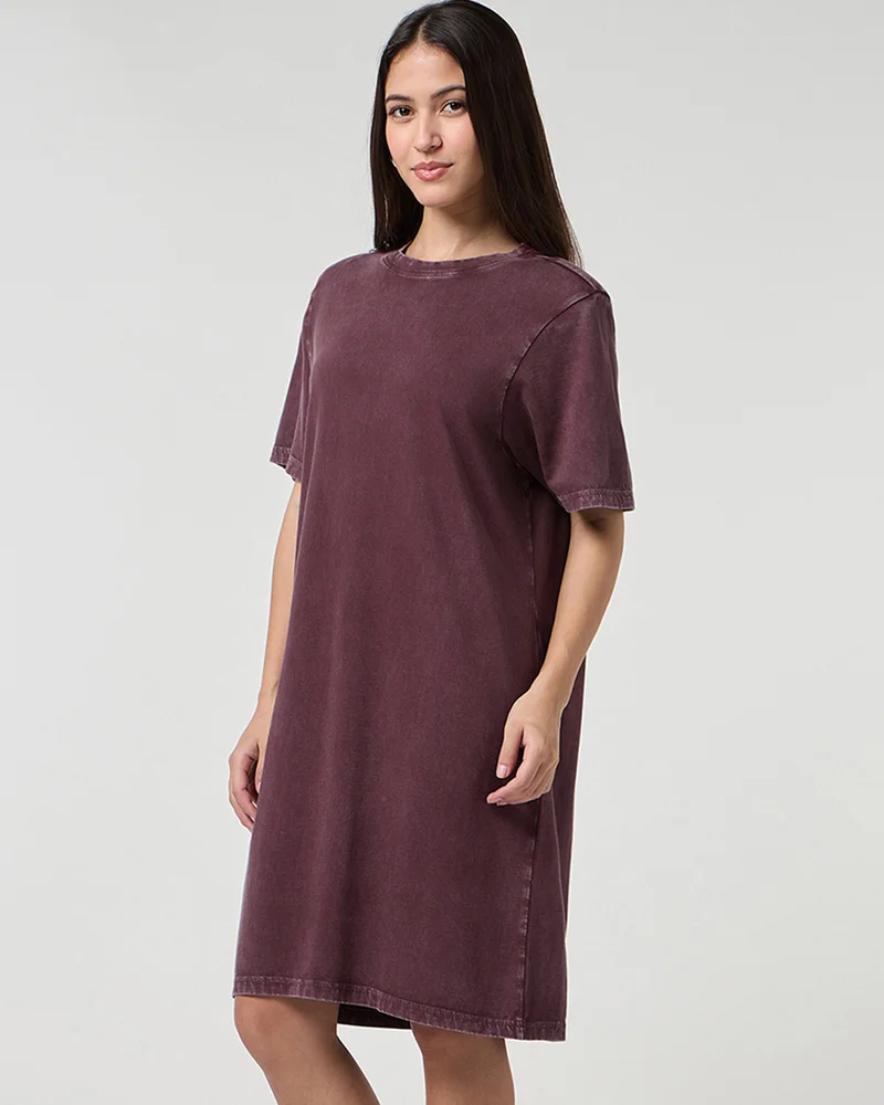 بيواكوف Women's Chocolate Brown Acid Wash T-Shirt Dress